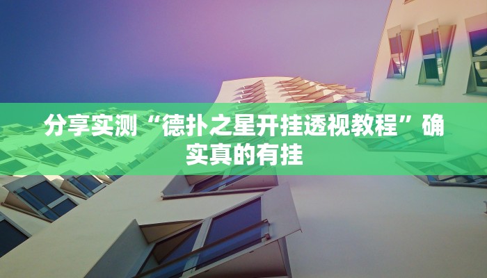 万能开挂辅助“wepoker究竟有没有挂透视”详细教程辅助工具