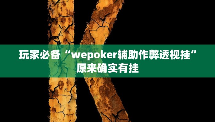 玩家必备“wepoker辅助作弊透视挂”原来确实有挂