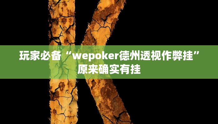 玩家必备“wepoker德州透视作弊挂”原来确实有挂