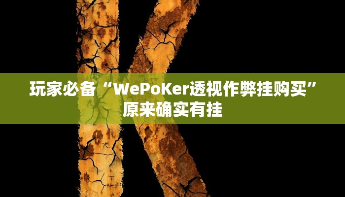 玩家必备“WePoKer透视作弊挂购买”原来确实有挂